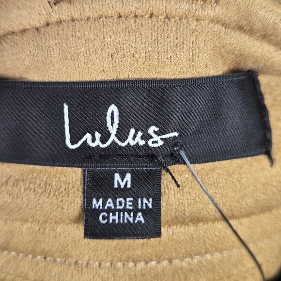 Lulus Size Medium Tan Faux Suede Miniskirt with Belt Hidden Pleated A-Line NWT - Picture 9 of 13